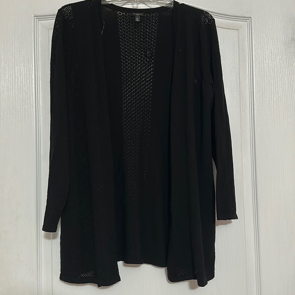 Talbots Petites Medium Black Sheer Cardigan